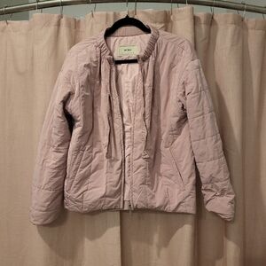 BCBG Blush Quilted Drawstring Neck Puffer Jacket